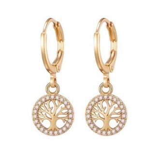 Tree crystal huggie earrings